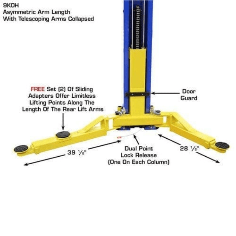 Atlas 9KOHX 9,000 lb Overhead 2-Post Lift w/ LMA Combo