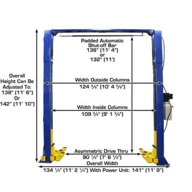 Atlas 9KOHX 9,000 lb Overhead 2-Post Lift w/ LMA Combo