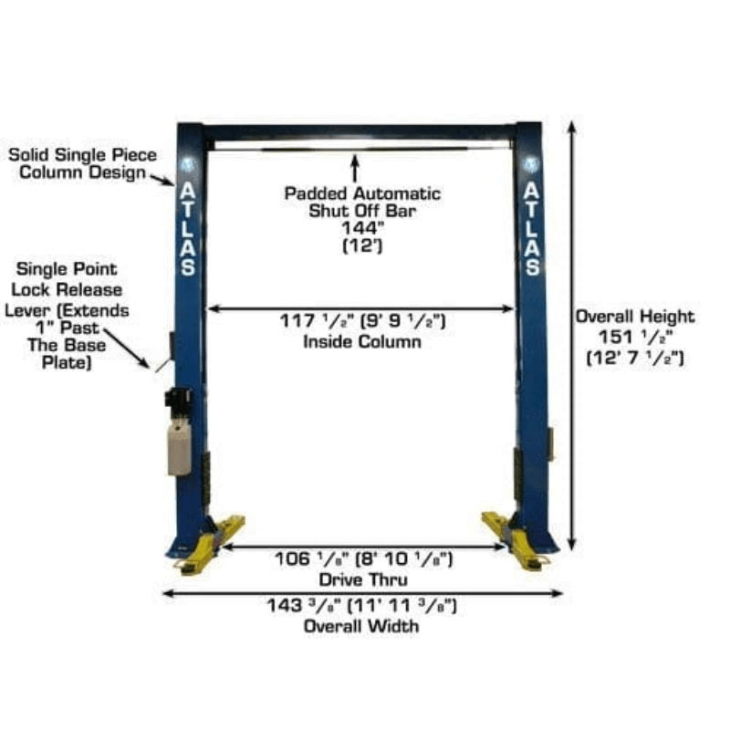 Atlas OHX10000X 10,000 lb Extra Tall 2-Post Lift