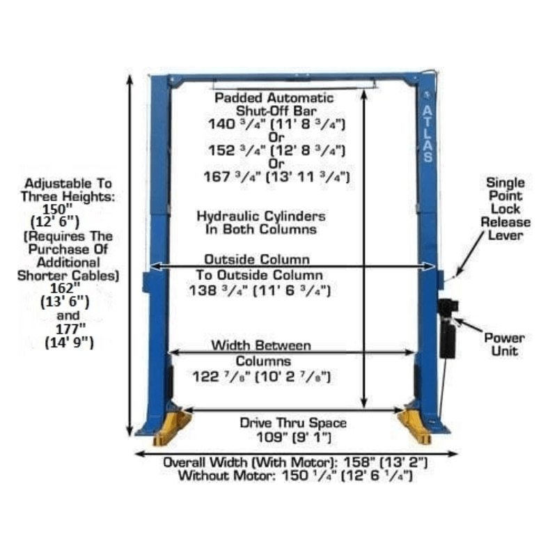 Atlas PV15PX 15,000 lb Overhead 2-Post Lift