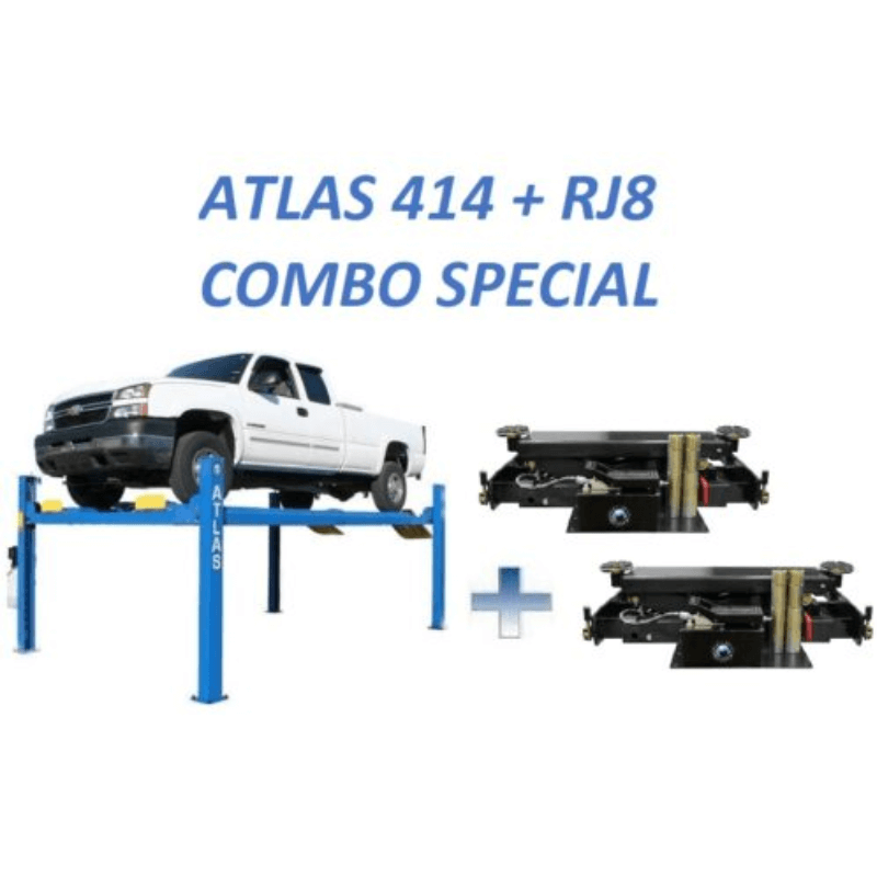 Atlas 414 14,000 LB 4-Post Lift + (2) RJ8 Jacks Combo