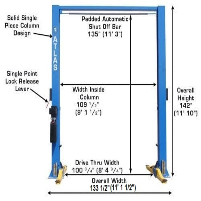 Atlas 9OHSC 2-Post Lift + Lawn Mower Adapter Combo