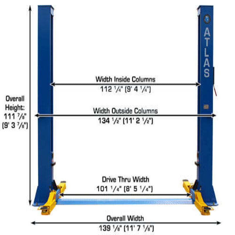 Atlas BP10000X, 10,000 lb 2 Post Lift - Low Ceiling