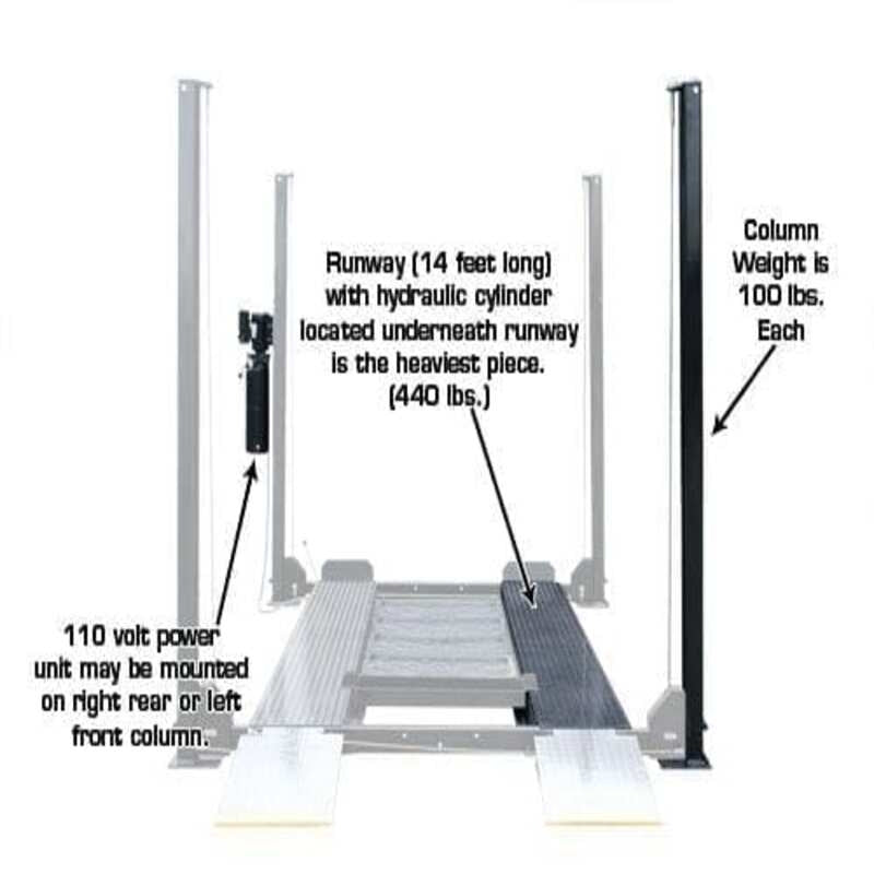 Atlas PRO8000EXT 4 Post Lift + (2) ProJack35 Sliding Jack Combo