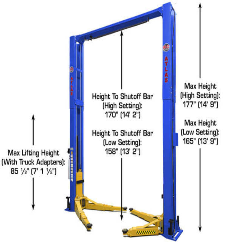 Atlas PVL12, 12,000 lb 2 Post Lift - Extra Wide & Tall