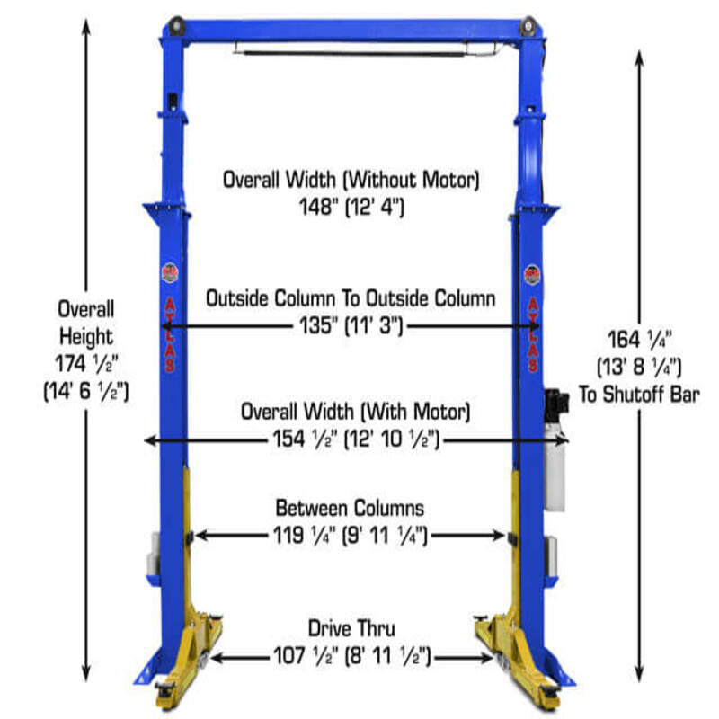 Atlas PVL15, 15,000 lb 2 Post Lift - Commercial Grade