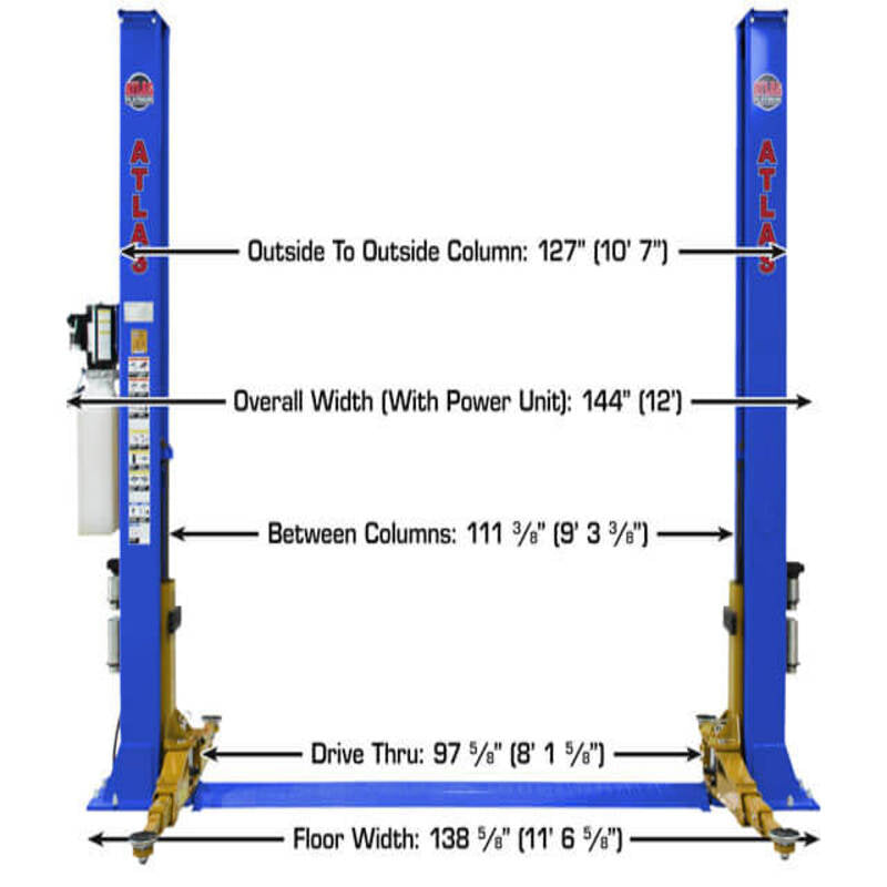 Atlas PVL9BP, 9,000 lb 2 Post Lift - ALI Certified