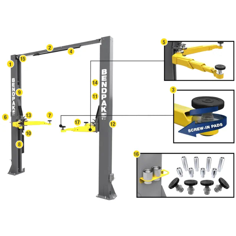 BendPak 10AP-168 10,000lb 2 Post Lift - ALI Certified, Extra Tall