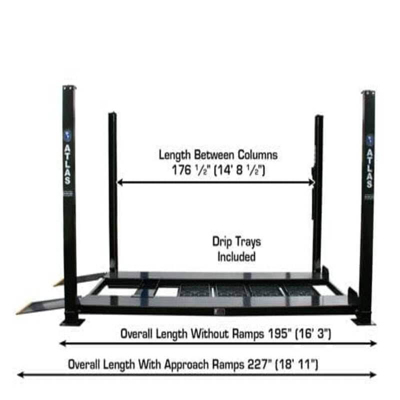 Atlas PRO8000EXT-L 4 Post Lift + (2) RJ35 Sliding Jacks Combo