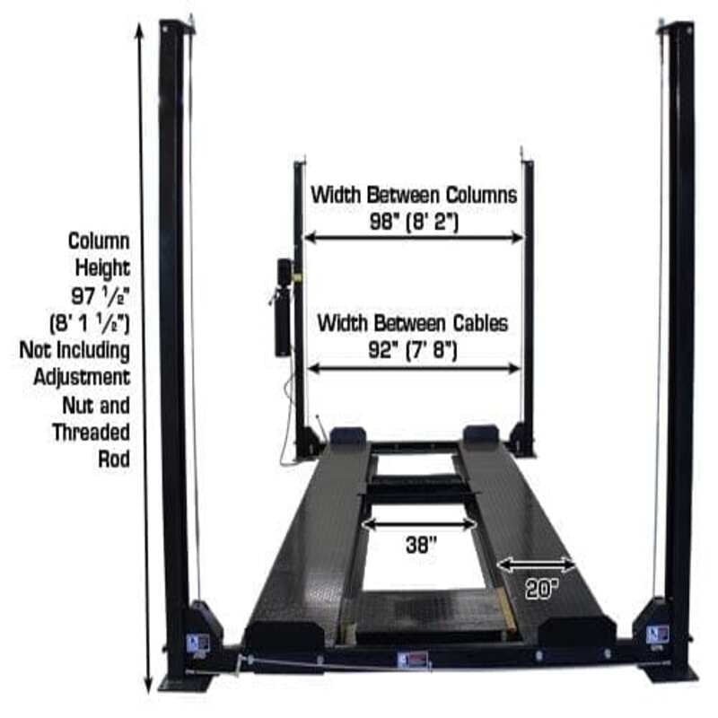 Atlas PRO8000EXT-L 4 Post Lift + (2) RJ35 Sliding Jacks Combo